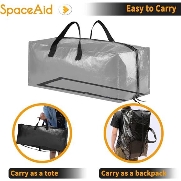 Heavy Duty Moving Bags,ExtraLarge Storage Totes W/Backpack Straps Strong Handles - Picture 5 of 7